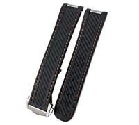 HSPTR Correa de reloj de silicona de goma de 20mm para obtener un ajuste para Omega Seamaster 300 AT150 Pulseras de banda de hebilla de acero Aqua Terra Ultra Light 8900(Orange 1 Pointed)