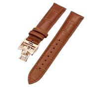 HSPTR Correas de reloj de cuero de vaca de doble cara de 19/20/22mm para Vacheron VC, correa de reloj Constantin para hombres y mujeres, pulseras de cuero de vaca(Light brown Rosegold,19mm)