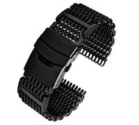 HSPTR Para banda de acero inoxidable de malla de mesh IWC Watch Banda de 22 mm 22 mm 316L SCEREL DE ACERO INOXIDABLE PARA BANDA DE MULTA OMAGE METAL MILAN BAND(Black,22mm)