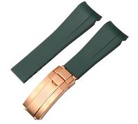 HSPTR Para la correa de goma Rolex, la correa de los cuentos, el agua verde, el agua verde, el buzo, la silicona verde de 20 mm de 21 mm banda de reloj(Green-rosegold,21mm)