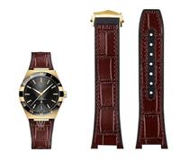 HSPTR Pulsera con base de silicona de cuero genuino para la serie Omega constellation Perfect Observatory 131.13 correa de reloj serie Manhattan(Brown gold)