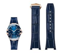 HSPTR Pulsera con base de silicona de cuero genuino para la serie Omega constellation Perfect Observatory 131.13 correa de reloj serie Manhattan(Blue RG)