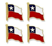 HSQCEZ Paquete de 4 pines de solapa con bandera de Chile, banderas chilenas, sombreros, mochilas, decoración de traje y hombres y mujeres agitando patriótico esmalte insignia de metal recuerdo, Zinc,