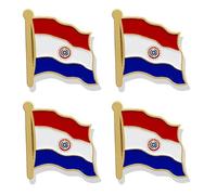 HSQCEZ Paquete de 4 pines de solapa con bandera de Paraguay, banderas paraguayas, sombrero, mochilas, decoración de traje y hombres y mujeres ondeando patriótico esmalte insignia de metal recuerdo,