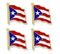HSQCEZ Paquete de 4 pines de solapa con bandera de Puerto Rico, banderas de Puerto Rico, alfileres de solapa, sombrero, mochilas, decoración de traje y hombres y mujeres ondeando patriótico esmalte