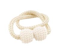 HSQPMGPRJ 1 Pieza de Hebilla for Cortina Dormitorio y Sala Estar, Cuerda Gruesa, Correa magnética 2,5 cm con Perla Grande(Cream-Colored)