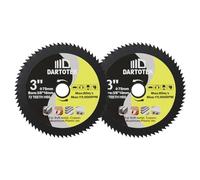 HSS Hoja de sierra circular 3inch - DARTOTEK 2pcs 72T 10mm Discos de corte para madera, Cobre,Aluminio, Plástico y metal blando
