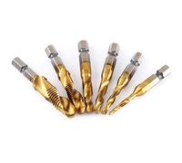 HSS Juego de Brocas para Taladrar, Rosca Métrica Brocas de Titanio Recubiertas con Titanio y Brocas para Madera Plástico Aluminio Cobre 6PCS / Conjunto M3 M4 M5 M6 M8 M10