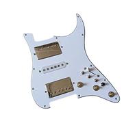 HSS - Juego de golpeador de guitarra con carga blanca para guitarra (5 pastillas, 3 capas, golpeador para Fender Stratocaster)