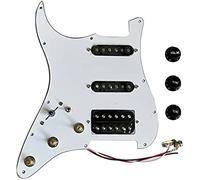 HSS Left-Handed Prewired Strat Pickguard, Electric Guitar Scratch Plate Loaded Alnico V Humbucker Pickups set, Coil Split Fit for Strat Guitar Made in USA / Mexico