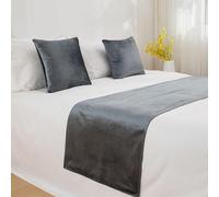 HSTANGKY Hotel Corredor De Cama Camino De Cama Colcha De Cama Moderna De Terciopelo De Lujo Protector De Cama Suave De Color Liso Toalla De Cabecera Elegante-Dark Gray||50X210cm for 1.5m Bed