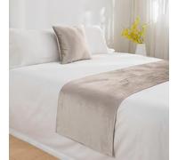 HSTANGKY Hotel Corredor De Cama Camino De Cama Colcha De Cama Moderna De Terciopelo De Lujo Protector De Cama Suave De Color Liso Toalla De Cabecera Elegante-Beige||50X210cm for 1.5m Bed