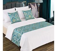 HSTANGKY Hotel Corredor De Cama Camino De Cama Decoración De Ropa De Cama De Satén Protector De Colchas Lavables Fácil Cuidado Toalla Suave para El Pie De Cama Dormitorio-Blue||50X240cm for 1.8m Bed