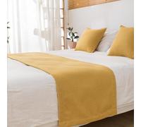 HSTANGKY Hotel Corredor De Cama Camino De Cama Decoración De Ropa De Cama Moderna Y Sencilla Cubrecamas De Color Liso Resistentes A La Decoloración Toalla De Cabecera-Yellow||45X180cm for 1.2m Bed