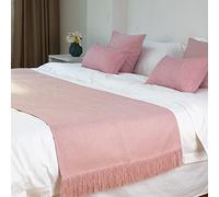 HSTANGKY Hotel Corredor De Cama Camino De Cama Lujo Moderno Borla Colchas Decoración Ropa De Cama Suave Protector Cola De Cama Toalla -Pink||30x50cm Pillowcase x1