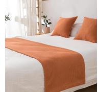 HSTANGKY Hotel Corredor De Cama Camino De Cama Pañuelo De Cama Sencillo De Color Liso Protector De Cama De Microfibra Suave Toalla De Cabecera Resistente A Las Arrugas-Orange||45X240cm for 1.8m Bed