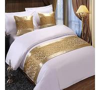 HSTANGKY Hotel Corredor De Cama Decoración De Ropa De Cama Moderna De Calidad Toalla para El Pie De Cama De Dormitorio Que No Se Decolora-Gold||50X240cm for 1.8m Bed