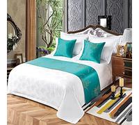 HSTANGKY Hotel Corredor De Cama Decoración De Ropa De Cama Moderna Satén Protector Colchas Lavables Fácil Cuidado Toalla para El Pie De Cama Dormitorio Que No Se Decolora-Green||50X260cm for 2.0m Bed