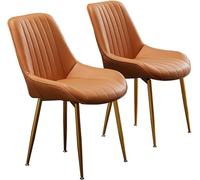 HSTBLEOO 2 sillas de Comedor con Cojines Suaves, Altura del Asiento: 47 cm, Patas de Hierro Dorado, for Hotel.(A-Tech Cloth)