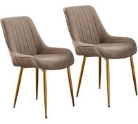 HSTBLEOO 2 sillas de Comedor con Cojines Suaves, Altura del Asiento: 47 cm, Patas de Hierro Dorado, for Hotel.(E Leather)