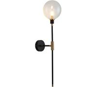 HSTBLEOO Bathroom Gold Black Wall Light With Amber Glass Ball Vintage Bedside Light Smoke Gray Long Rod Linear(Clear)