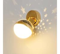 HSTBLEOO Black Gold Wall Light LED Mid Century Modern Wall Sconce Dimmable Projection Stars