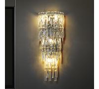 HSTBLEOO Crystal Wall Light Fixtures Indoor Luxury Wall Sconce Gold Chrome Dimmable Bathroom Vanity Lights Long Linear Porch Hallway(Chrome,46CM)