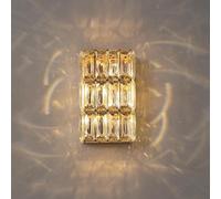 HSTBLEOO Dimmable Modern LED Wall Sconce Bathroom Vanity Light Fixtures Crystal Wall Lighting Gold Long Linear Wall Light Hallway(H 23CM)