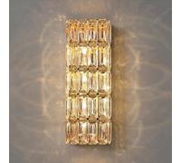 HSTBLEOO Dimmable Modern LED Wall Sconce Bathroom Vanity Light Fixtures Crystal Wall Lighting Gold Long Linear Wall Light Hallway(H 39CM)