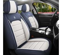 HSTBLEOO Funda de Asiento de Cuero for Ford Bronco Sport 2021-2024, cómodas Fundas Impermeables, Accesorios Interiores, Protector de vehículo Compatible con airbag.(Blue+White,2PCS Front)
