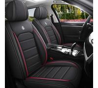 HSTBLEOO Funda de Asiento de Cuero for Ford Bronco Sport 2021-2024, cómodas Fundas Impermeables, Accesorios Interiores, Protector de vehículo Compatible con airbag.(Black+Red,2PCS Front)
