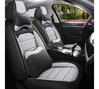 HSTBLEOO Funda de Asiento de Cuero for Ford Bronco Sport 2021-2024, cómodas Fundas Impermeables, Accesorios Interiores, Protector de vehículo Compatible con airbag.(Black+Gray,2PCS Front with Pillow)