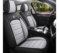 HSTBLEOO Funda de Asiento de Cuero for Ford Bronco Sport 2021-2024, cómodas Fundas Impermeables, Accesorios Interiores, Protector de vehículo Compatible con airbag.(Black+Gray,2PCS Front)