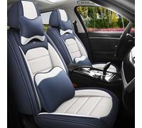 HSTBLEOO Funda de Asiento de Cuero for Ford Bronco Sport 2021-2024, cómodas Fundas Impermeables, Accesorios Interiores, Protector de vehículo Compatible con airbag.(Blue+White,2PCS Front with Pillow)