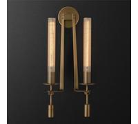 HSTBLEOO Glass Wall Sconce Double Gold Wall Light Bar Black Linear Bathroom Vanity Wall Sconce Over Mirror Industrial(Gold,2 light)