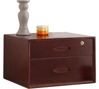 HSTBLEOO Multi-Layer Drawer Storage Box, Flat File Cabinet With Lockable, 1/2/3 Drawer Solid Wood A4 Treatment Storage Cabinet For Home Desktop Office(A,2 drawer)