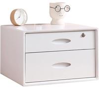 HSTBLEOO Multi-Layer Drawer Storage Box, Flat File Cabinet With Lockable, 1/2/3 Drawer Solid Wood A4 Treatment Storage Cabinet For Home Desktop Office(C,2 drawer)