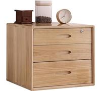 HSTBLEOO Multi-Layer Drawer Storage Box, Flat File Cabinet With Lockable, 1/2/3 Drawer Solid Wood A4 Treatment Storage Cabinet For Home Desktop Office(B,3 drawer)