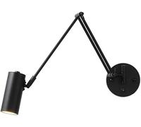 HSTBLEOO Swing Arm Wall Sconce Dimmable Switch Adjustable Gold Long Arm Wall Mounted Reading Light Black White Farmhouse(Black,B)
