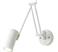 HSTBLEOO Swing Arm Wall Sconce Dimmable Switch Adjustable Gold Long Arm Wall Mounted Reading Light Black White Farmhouse(White,B)