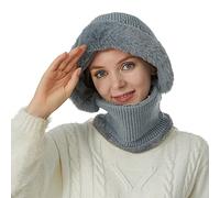 Hsternexy Balaclava - Gorro térmico para mujer, a prueba de viento, máscara de esquí integrada, pasamontañas, invierno, cálido, 3 en 1, con bufanda y máscara para snowboard al aire libre, esquí