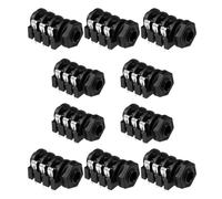 Hsthe Sea 10 Uds 6,35mm 1/4 Pulgadas Hembra Mono estéreo Auriculares Audio Jack Montaje en Panel Conectores de 6 Pines con Arandelas de Montaje Negro