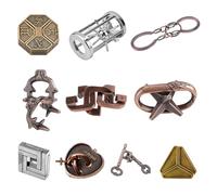 Hsthe Sea 10pcs Brain Teaser Metal Puzzles, Mind Puzzles IQ Challenge Puzzle Games, IQ Test Puzzle Gift Set for Adults Teens Men Women, Birthday Present