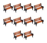 Hsthe Sea 10pcs Painted Model Patio Bench Miniature Building Train Layout Scale HO OO Model Train HO TT 1:87 Bench Chair Settee