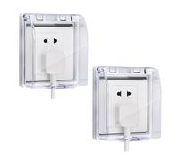 Hsthe Sea 2 PCS Universal Socke Caja impermeable, 86 Tipo Caja de panel de placa frontal de enchufe de interruptor de pared, Caja de cubierta impermeable de interruptor de plástico (Transparente)