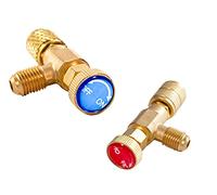 Hsthe Sea 2 válvulas de seguridad líquidas, de cobre, válvula de seguridad R410A R22, aire acondicionado, refrigerante, 1/4 pulgadas, accesorios de refrigeración, válvula de llenado