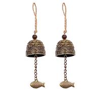 Hsthe Sea 2PCS Vintage Dragon and Fish Wind Chimes Lucky Wind Chimes Feng Shui Bell Chino Metal Wind Bell Hanging Blessings Wind Chime Decoración