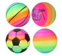 Hsthe Sea 3pcs Rainbow Ball, Toddler Football, Inflatable Ball Made from Vinyl, Neon Basketball, Soccer Ball, and Volleyball for Playground, Indoor and Outdoor Use