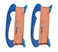 Hsthe Sea Carrete de cometa con tabla de envolver y línea de vuelo de 100 m, paquete de 2 (azul)