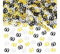 Hsthe Sea Confeti de 60 cumpleaños, 30 g, Confeti para decoración de Mesa, Lentejuelas de Confeti con Purpurina metálica Negra, Dorada y Plateada para Fiesta de cumpleaños, Fiesta de Aniversario